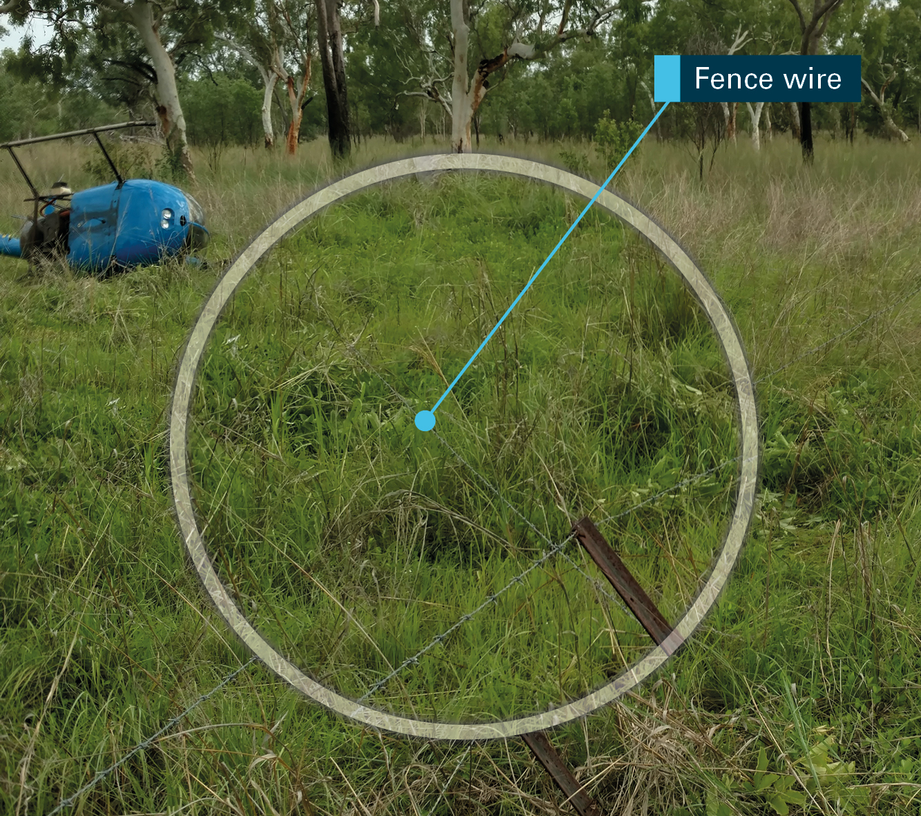 Figure 1: Accident site showing fence wire