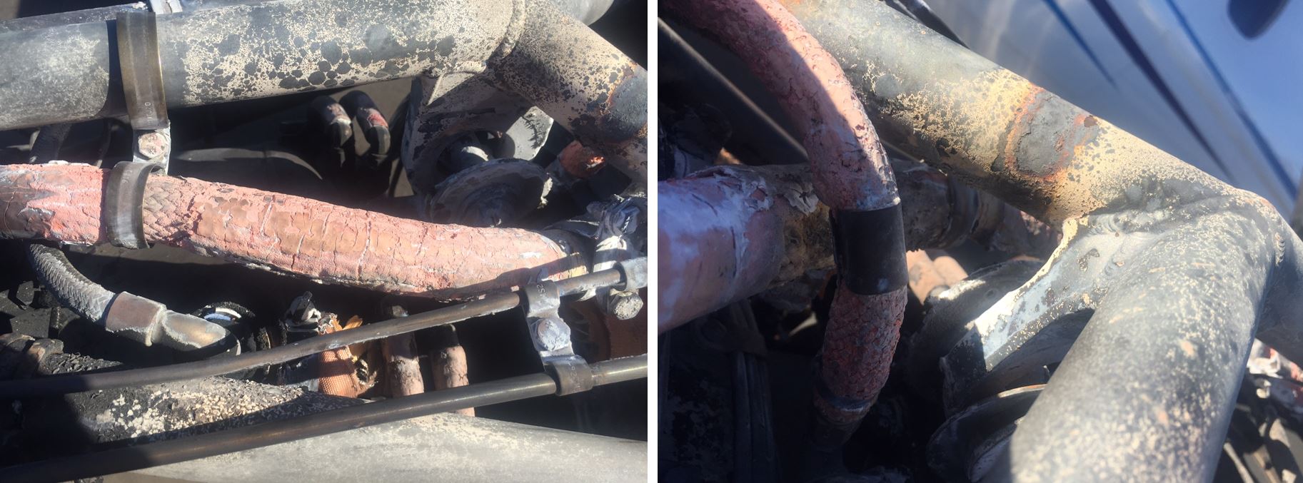 Pictures of fire damaged components within the right engine bay. Source: Operator