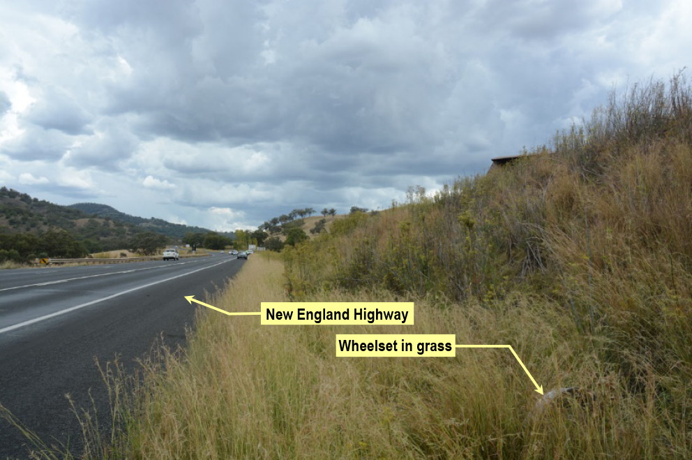 Figure 10: Position of wheelset near New England Highway. Source: ATSB