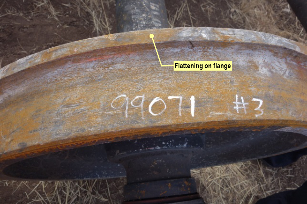 Figure 11: Damage on L3 Wheel. Source: ATSB