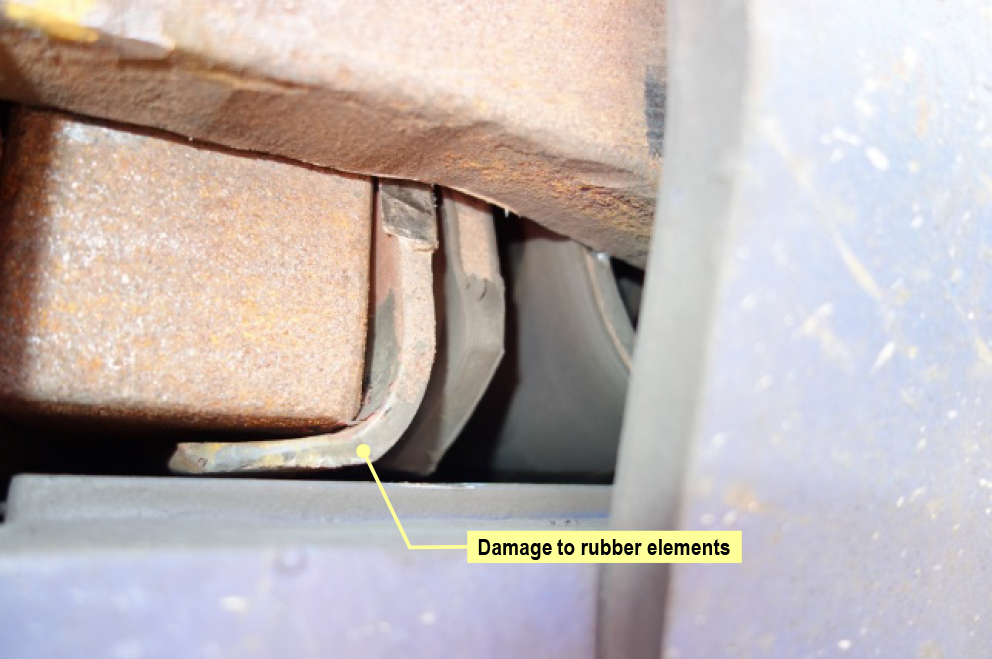 Figure 12: Typical damage to rubber element plates. Source: ATSB