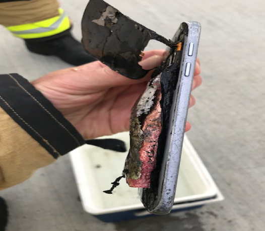 Figure 1: Damaged mobile phone after removal from aircraft by ARFFS. Source: ARFFS