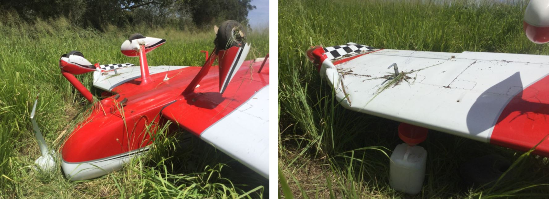 Figure 1: Vans Aircraft RV-7A post-accident, including damage to the left wing. Source: Queensland Police Service