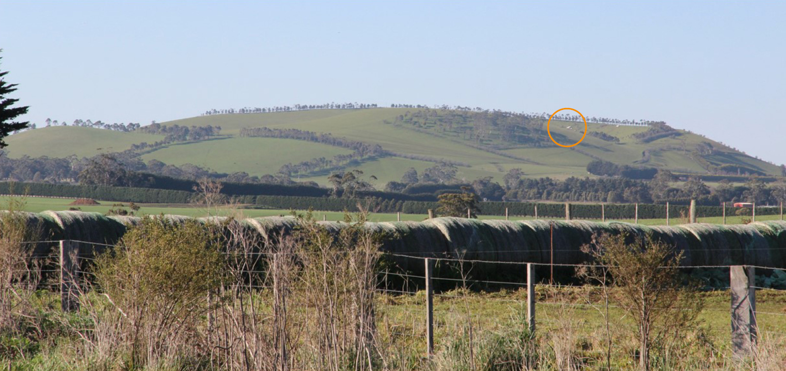 Figure 7: Area of accident site on high ground with aircraft impact point highlighted. Source: ATSB