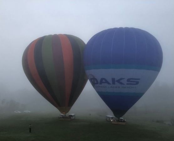 Figure 3a: View of company balloons from VH-HVW, airborne at about 0704. Source: Provided to ATSB