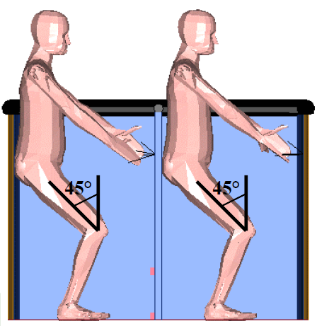 Figure 9: Landing position – knees bent and holding onto handles. Source: Kavanagh Balloons