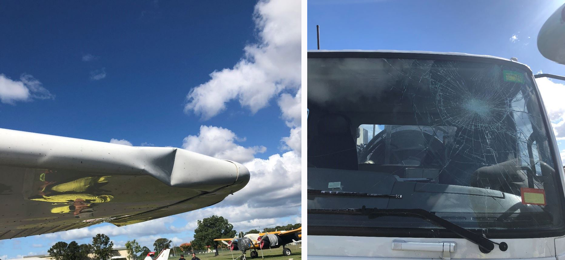 Figure 1: Damage post incident, to the Cessna 172N and fuel truck. Source: Pilot in Command