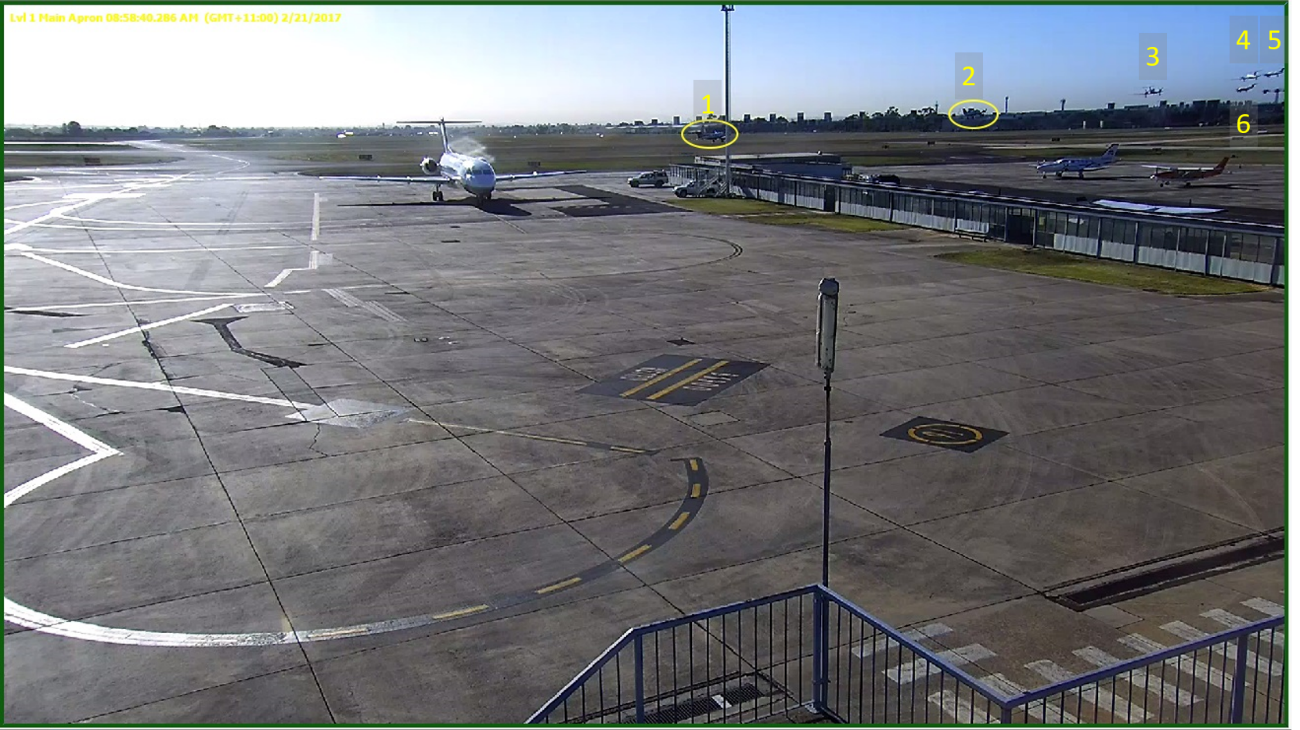 Figure 20: Time-lapse image of the aircraft flight path taken from the Essendon Airport Level 1 main apron camera