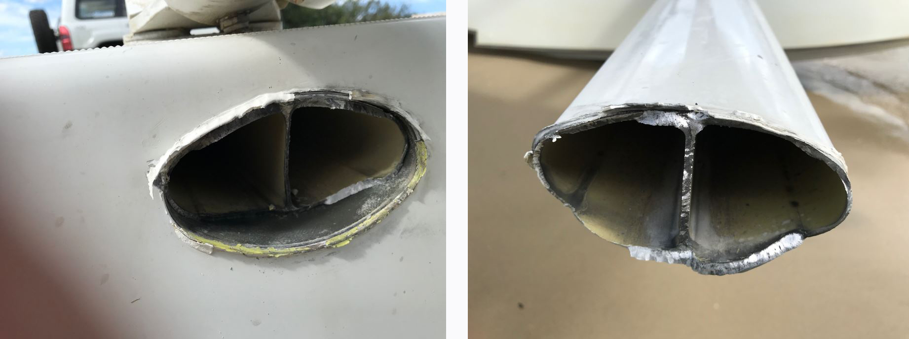 Figure 3: Front spreader bar fatigue failure located within the float. Source: Operator