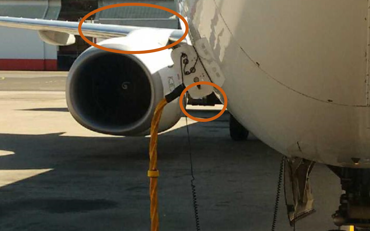 Figure 5: View of the catering truck (circled) from the tug in daylight. Source: Qantas, annotated by the ATSB