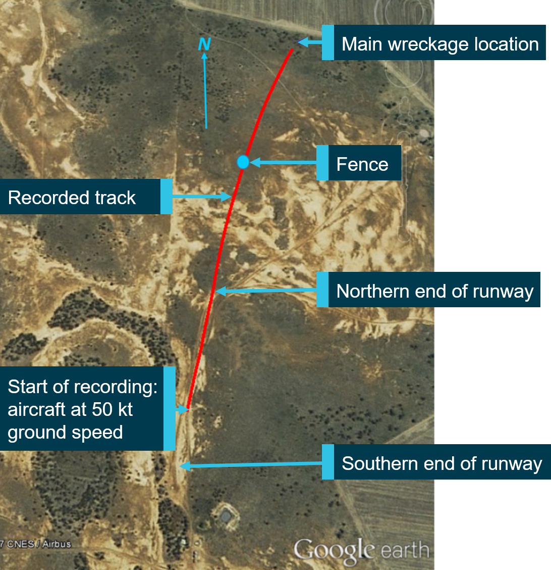 Figure 6: Recorded aircraft track for accident flight. Source: ATSB