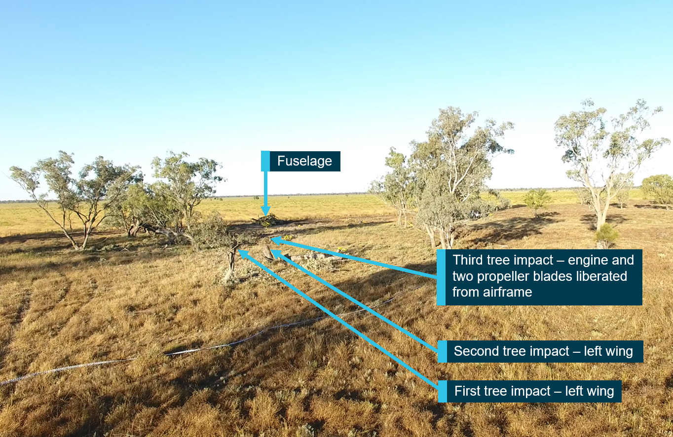 Figure 7: Accident site showing tree impacts. Source: ATSB