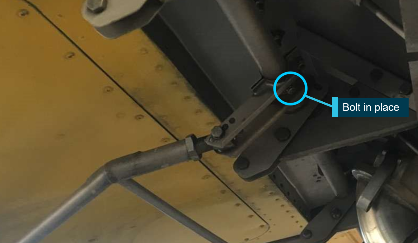 Figure 11: Image of gate box torque tube bolt in place. Source: ATSB