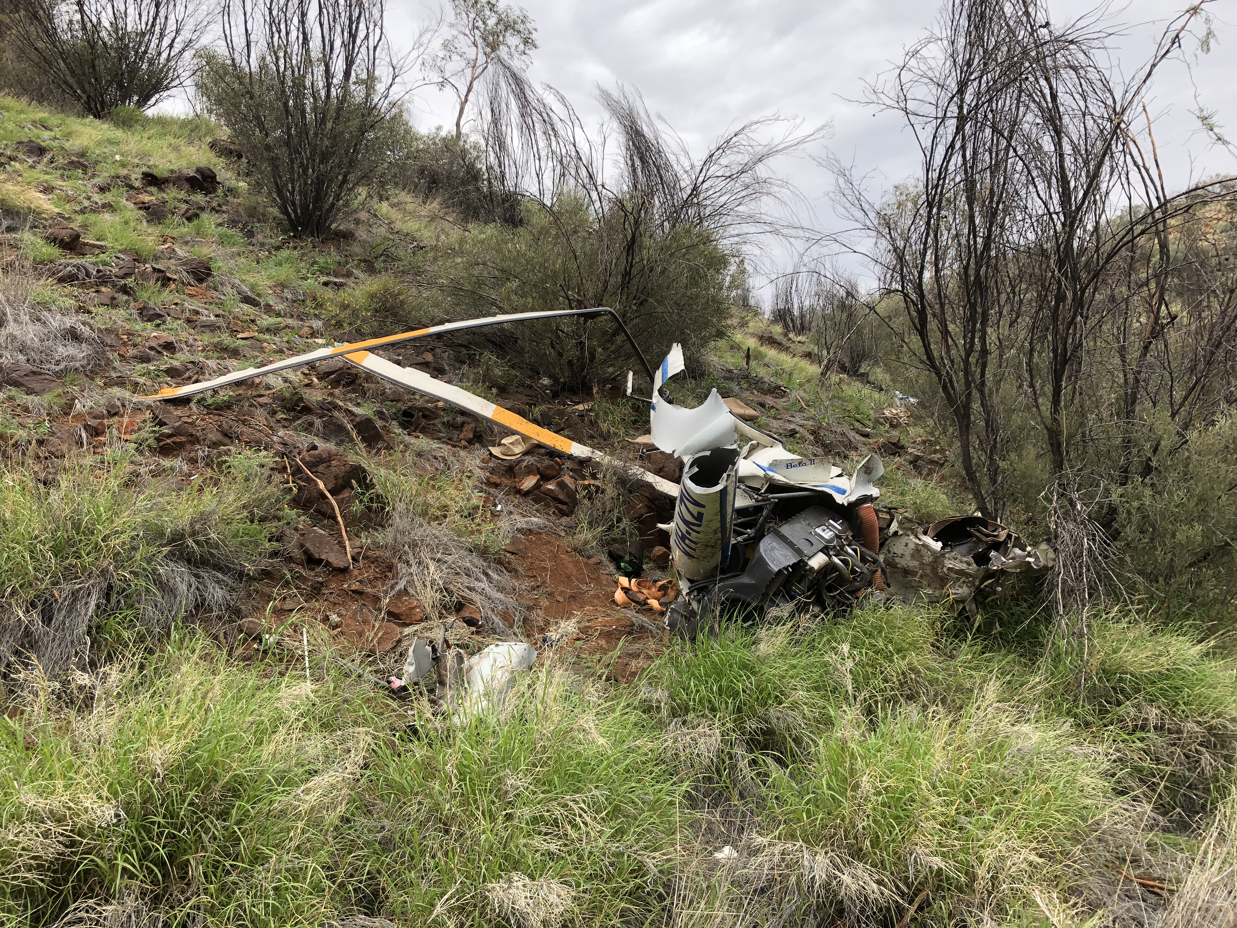 Figure 1: Robinson R22 helicopter, VH-KZV, main wreckage site. Source: ATSB