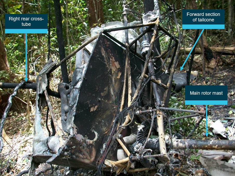 Figure 6: Main wreckage. Source: Queensland Police Service, annotated by ATSB