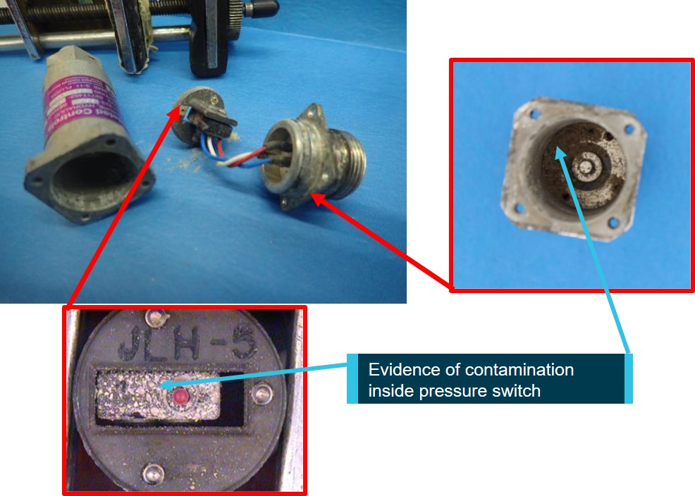 Figure 5: PTU pressure switch installed on VH-TCA. Source:  Switch manufacturer, annotated by the ATSB