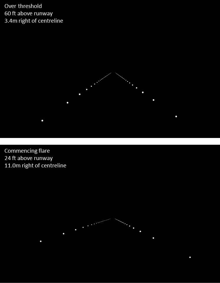 Figure A1: Simulated misaligned approach without centreline lighting. Source: ATSB