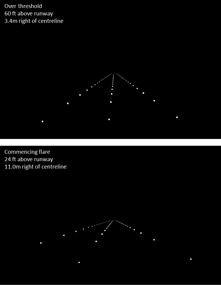 Figure A2: Simulated misaligned approach with centreline lighting. Source: ATSB