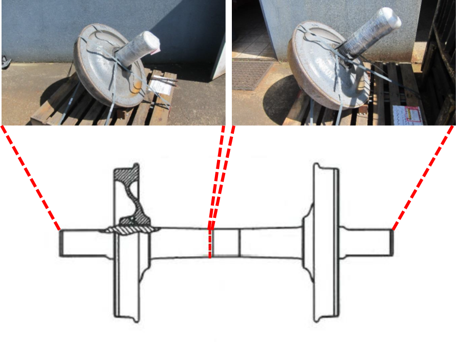 Figure 6: Fracture location on axle barrel. Source: QUT Central Analytical Research Facility.