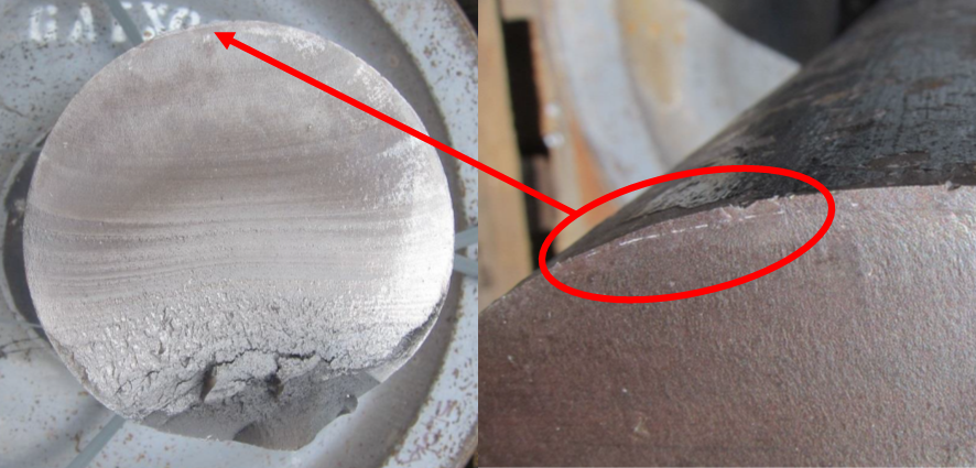 Figure 7: White paint on fracture surface near origin. Source: QUT Central Analytical Research Facility.