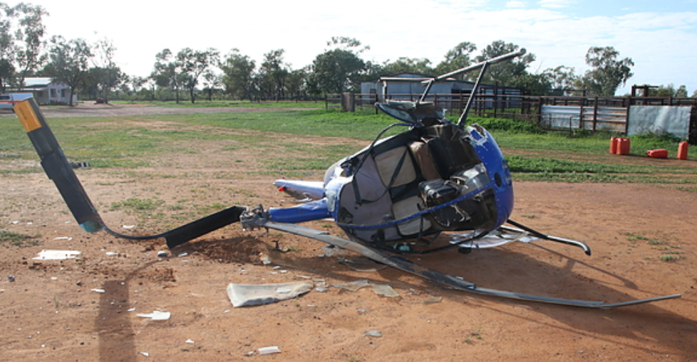 Figure 1: Damage to helicopter, Robinson R22, near Charleville, Qld. Source: Queensland Police