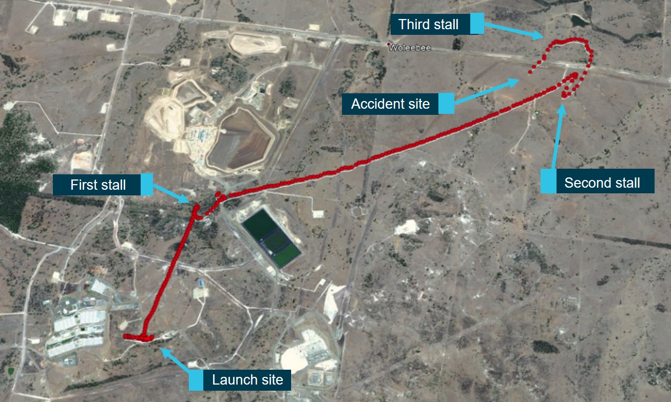 Figure 1: X200 flight path. Source: Insitu Pacific and Google Earth, modified by the ATSB