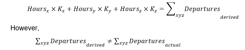 Assumption 2: Formula<br />
All aircraft conducting a particular operation, conduct similar length flights to those only conducting that operation. For example, those aircraft only conducting charter flights would have a similar flight length to those conducting charter flights 10% of the time.