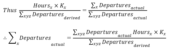 Assumption 3: Formula<br />
These flights follow the same model derived, and therefore the same proportion will apply to the original departures as per the ratio of the derived departures within each operation type.