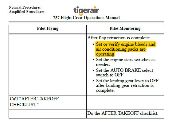 Figure A2: Take-off Procedure extract. Source: Tiger Airways 737 FCOM