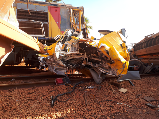 Figure 2: Damaged modular operating cab of locomotive R1006. Source Rio Tinto.