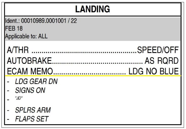 Figure 4: Jetstar A320 landing checklist. Source: Jetstar.