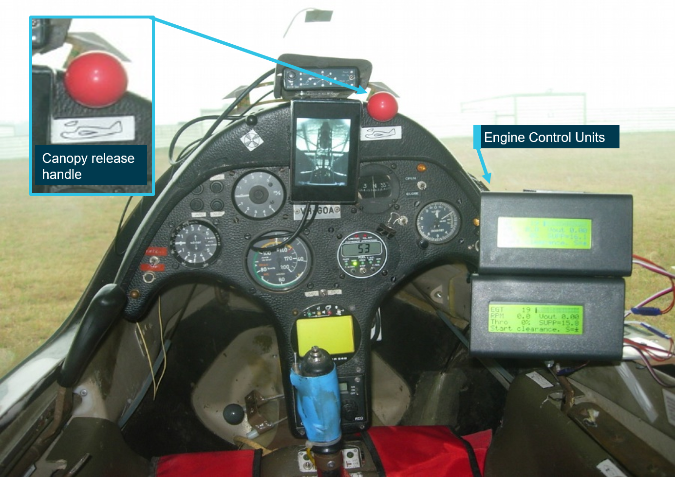 Figure 5: View from front seat in GOA’s cockpit. Source: Flight Manual, amended by the ATSB