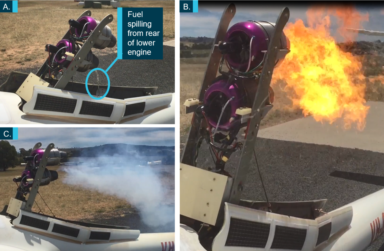 Figure 8: Photographs from engine testing. Source: witness, with permission