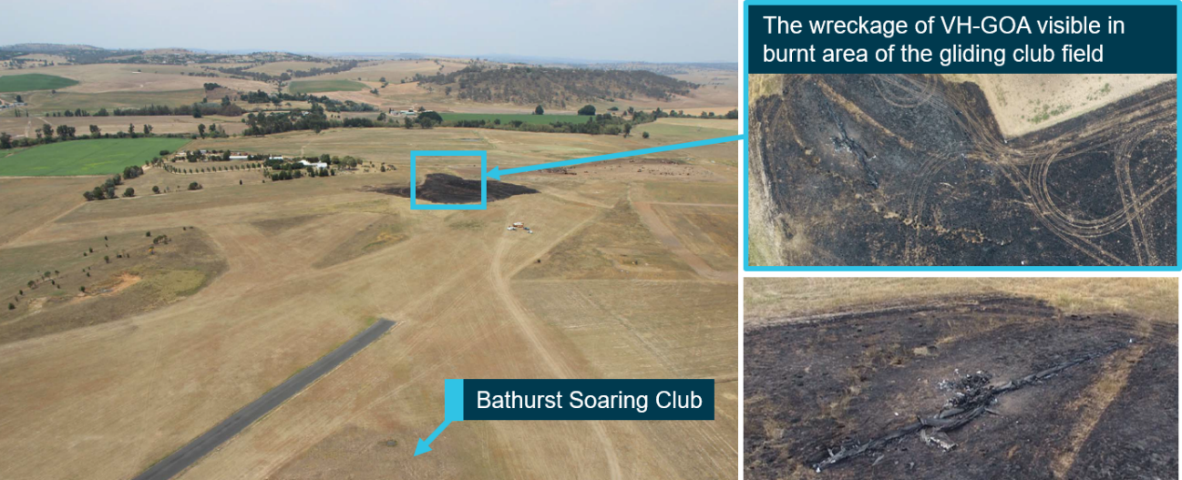 Figure 10: Location of the wreckage on the Bathurst Soaring Club property. Source: ATSB