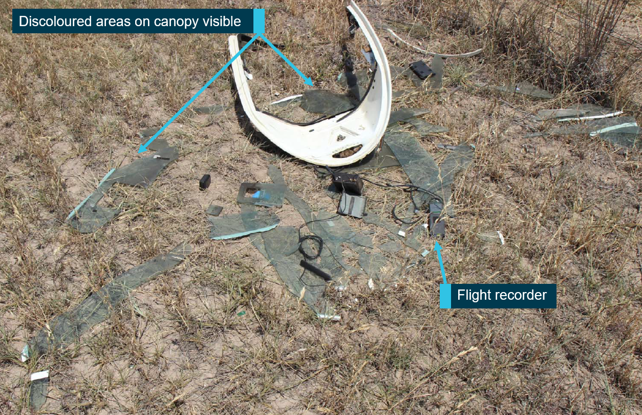 Figure 12: Canopy in-situ (in a field adjacent to the Bathurst Soaring Club). Source: ATSB