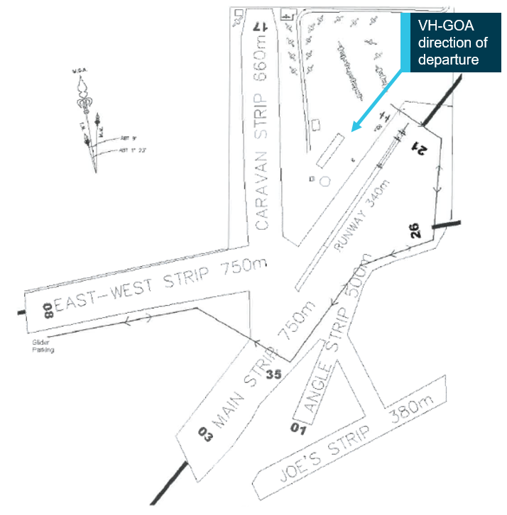 Figure 1: Bathurst Soaring Club facilities at Piper’s Field. Source: Bathurst Soaring Club, with permission, modified by ATSB