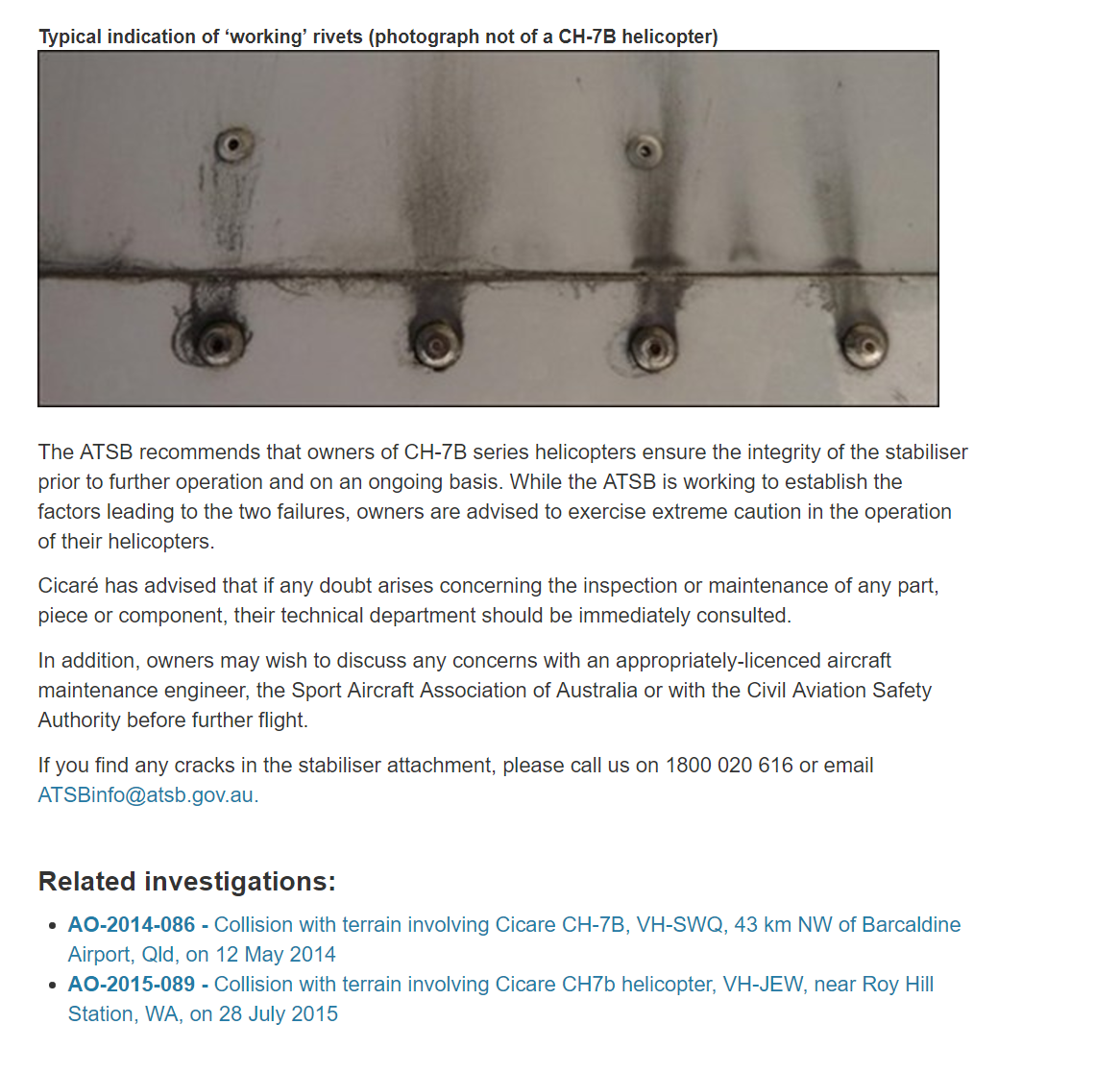 ATSB information: Cicare CH-7B helicopters Page 3