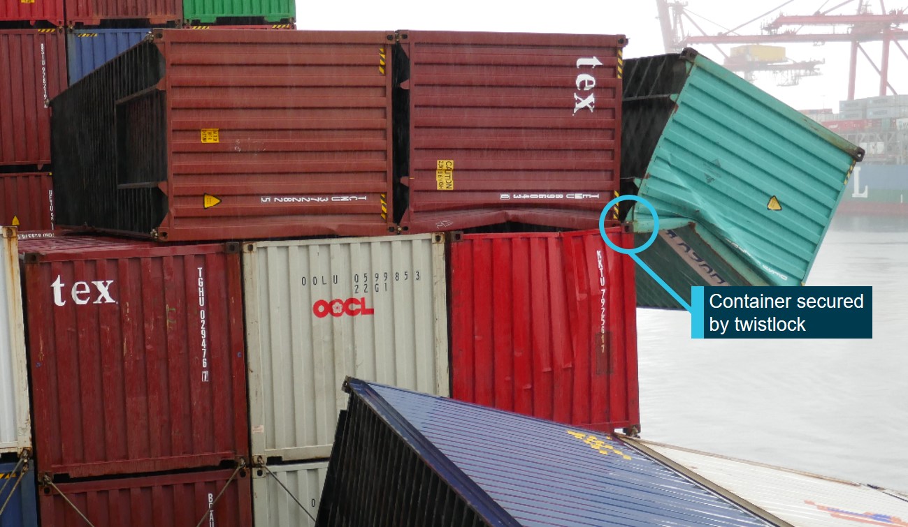 Loss of containers overboard from YM Efficiency