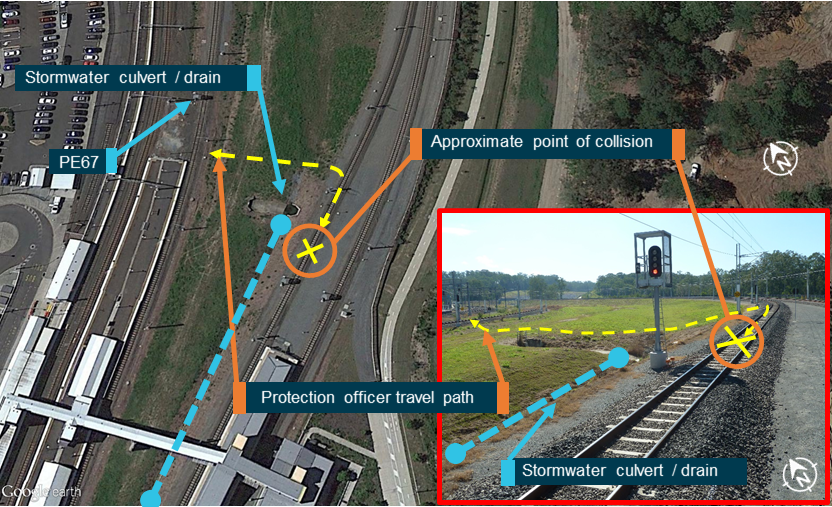 Figure 3: Petrie stormwater culvert/drain layout.<br />
Source: Google Earth, Annotated by the ATSB.