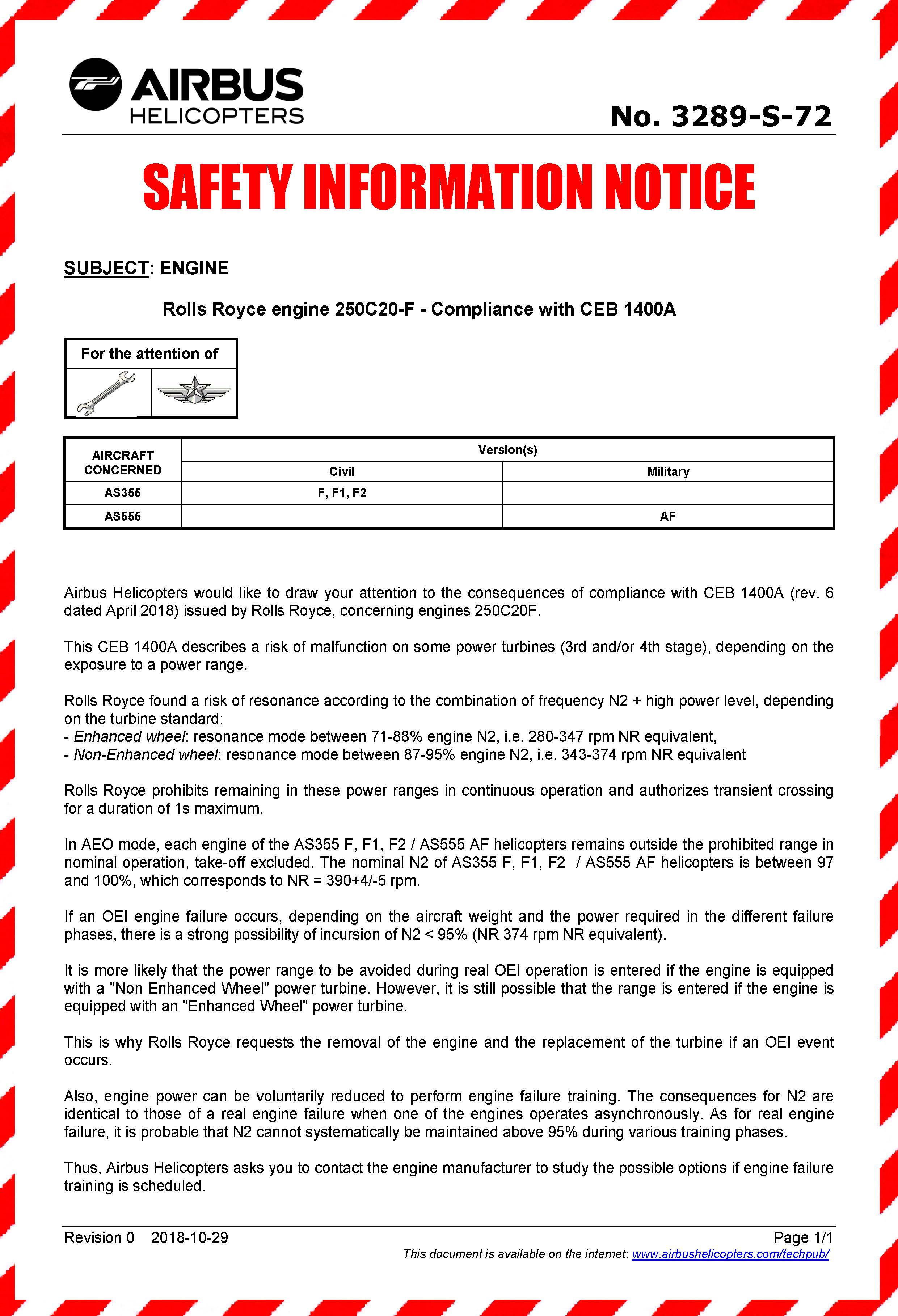 Appendix A – Airbus Helicopters safety information notice.<br />
Source: Airbus