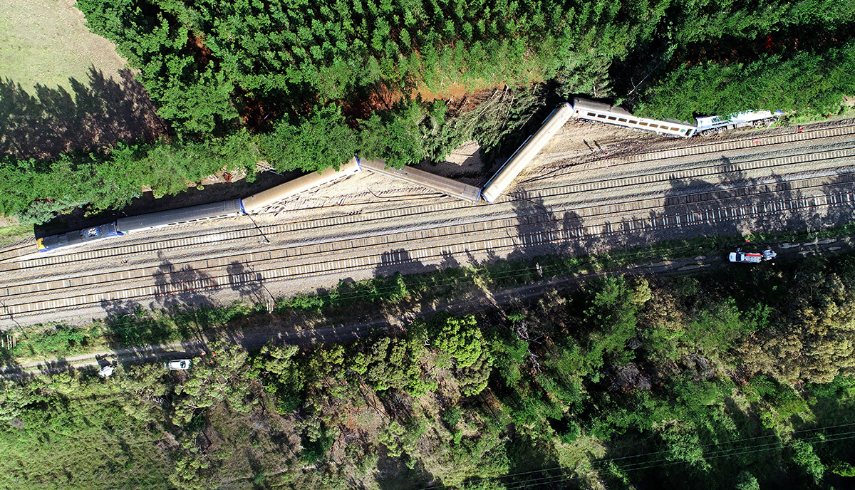 Aerial photograph of derailment site