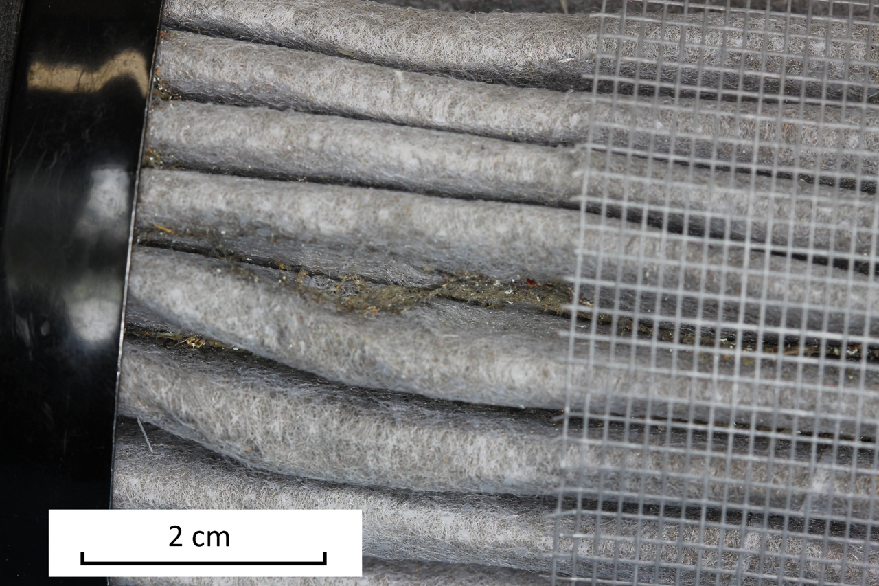 Figure 4: Micronic pre-filter containing contaminants from April 2017.<br />
Source:  ATSB