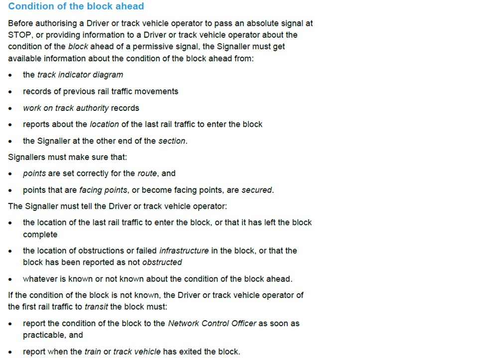 Figure 9: Passing signals at Stop.<br />
Source: ARTC, Extract from ANSG 608 Passing Signals at STOP