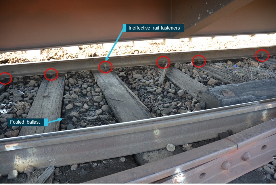 Figure 13: Ineffective rail fasteners.<br />
Source: OTSI