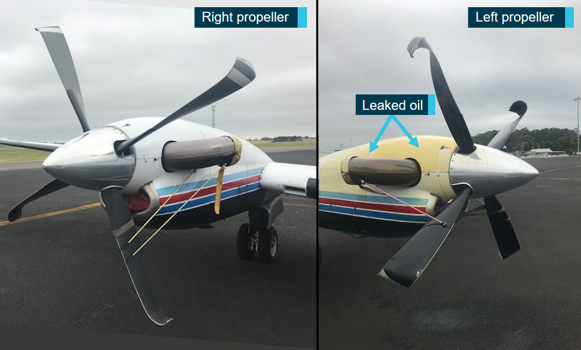 Figure 7: Propeller and engine damage.<br />
Source: Airport operator.