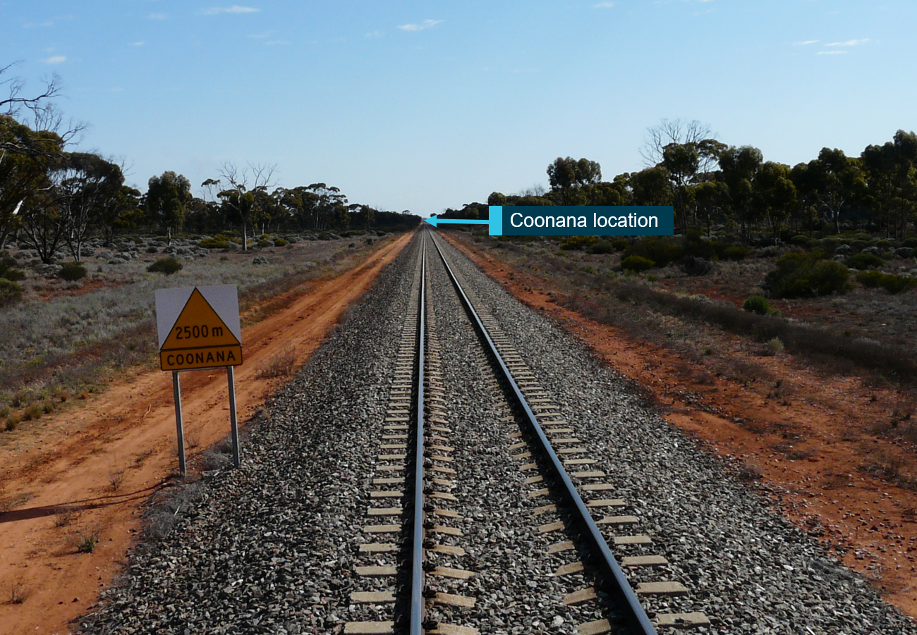 Figure 6: Coonana eastern approach Location Ahead sign.<br />
Source: Australian Rail Track Corporation