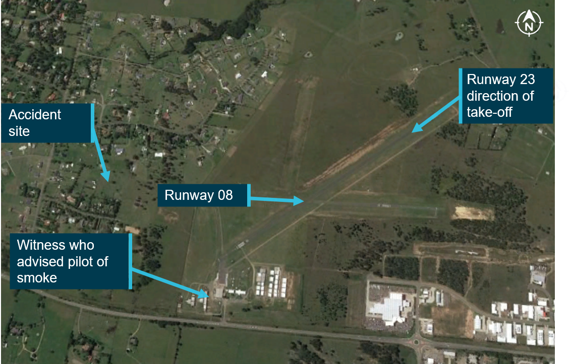 Figure 2: Maitland Airpor .<br />
Source: Google Earth, annotated by ATSB