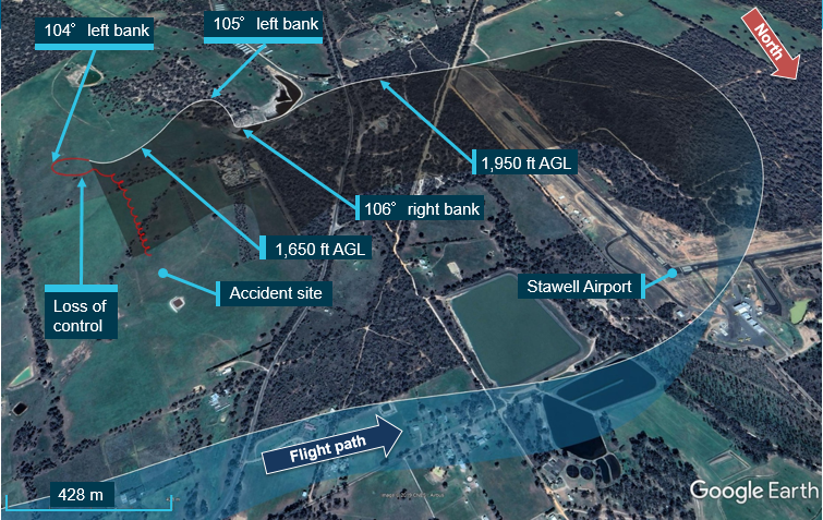 Figure 3: Detail B – Aircraft operation in the vicinity of Stawell Airport.<br />
Source: Google Earth, modified by the ATSB