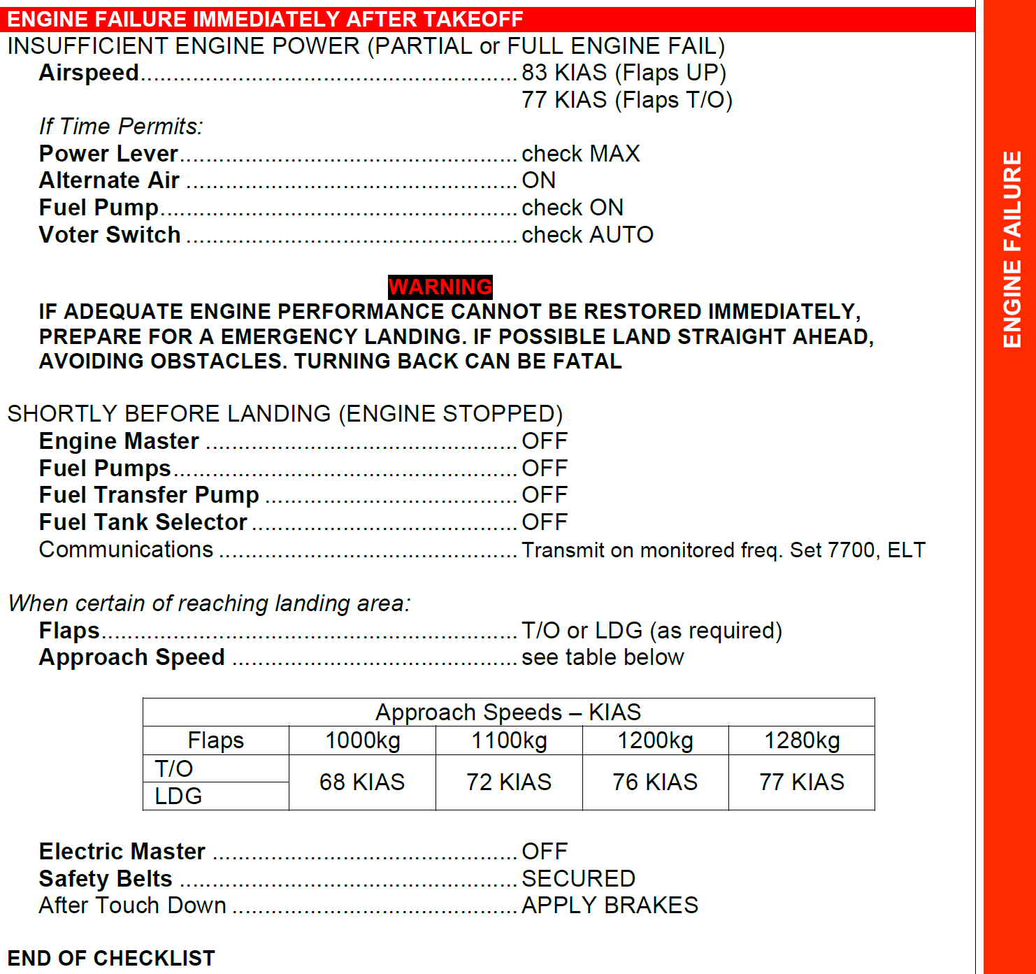 Figure 6:  QRH checklist for partial or full engine failure after take-off.<br />
Source: AIAC