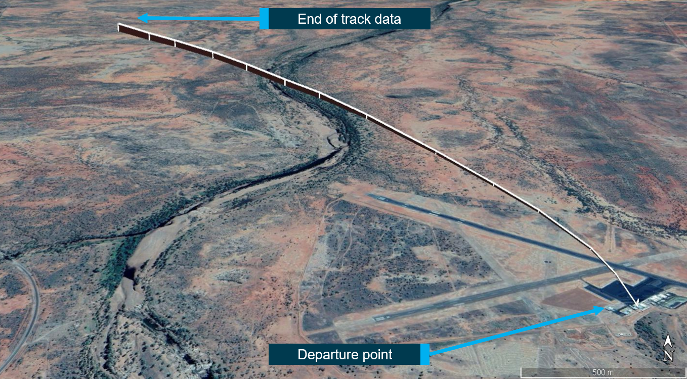 Figure 3: Accident flight GPS track.<br />
Source: Google Earth, annotate by the ATSB